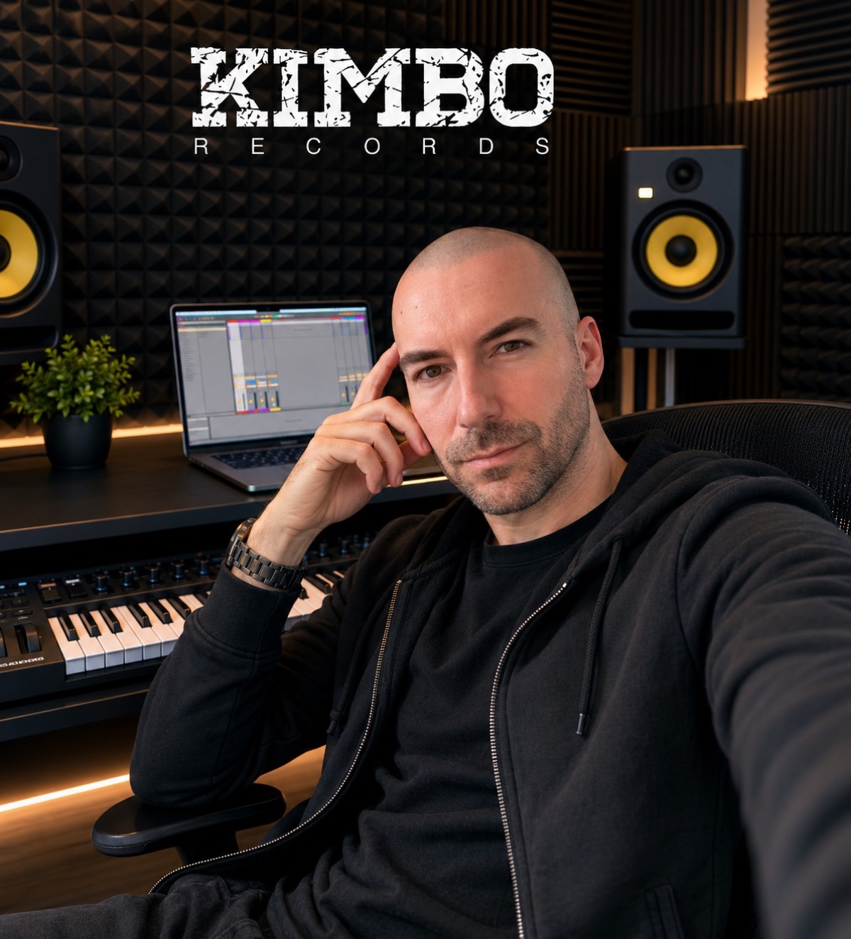 Oliversam en su estudio de producción musical de Kimbo Records